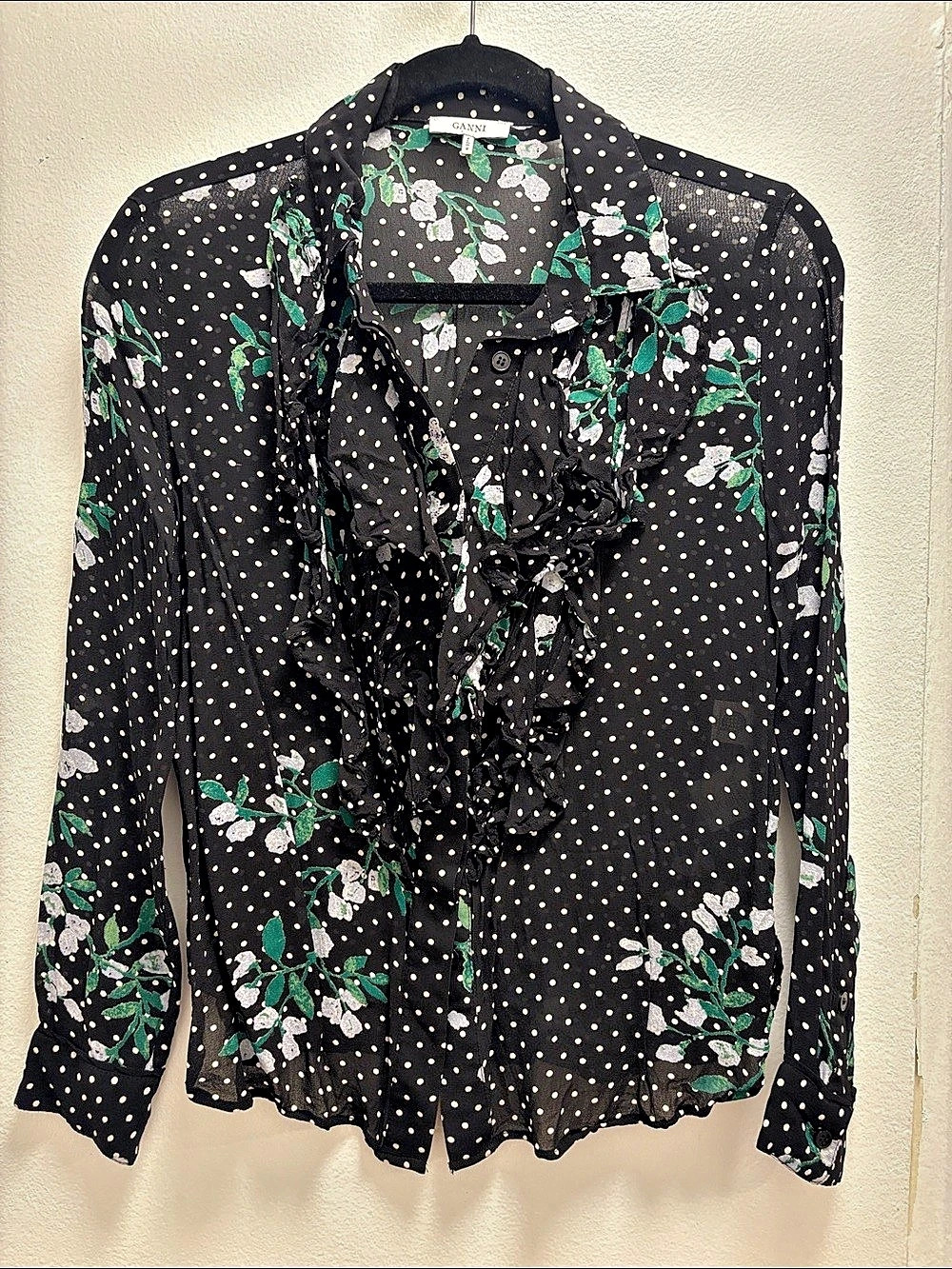 GANNI Floral Polka Dot Ruffle Blouse - LIKE NEW!